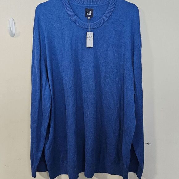 GAP Crew Neck Long Sleeve Lightweighr Pullover Sweater 737297 NWT Men's Blue Siz - Picture 1 of 4